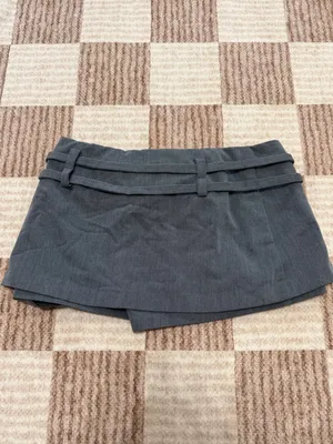ZARA Mini Skort Double-buckle belt size XS Gray Skirt Low Rise Y2K thumbnail 6
