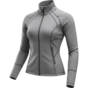 Zella‎ Womens Gray Space Dye Full Zip Athletic Jacket Mock Neck Thumbholes S thumbnail 1