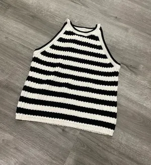 A New Day Black & White Striped sweater Tank Top thumbnail 2