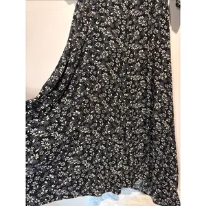 Free People Jessie Black Cream Ditzy Floral Smock Puff Sleeve Dress 90’s SZ 12 thumbnail 7