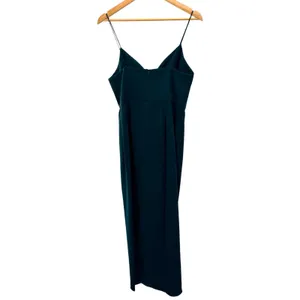 Shona Joy Core Cocktail Draped Midi Dress Emerald Green Wedding Guest Size 8 US thumbnail 6