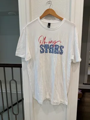 Oh My Stars Graphic Tee NWT Large Patriotic Fourth of July USA Americana thumbnail 2