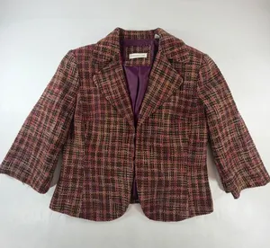 Coldwater Creek Womens Petite 8 Purple Pink Brown Tweed Blazer 3/4 Sleeve Jacket thumbnail 1