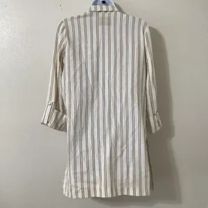 Striped Jacket XS Minimalist Coastal Cotton Blend Open Summer Beach‎ Resort thumbnail 2