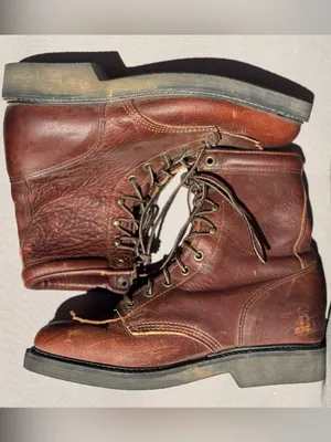 Women’s Double H Ladies Lacer Brown Leather Kilties Lace Up Western Work-boot 9W thumbnail 4