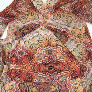 Chico's Size 1 US M 8 Long Paisley Top Long Sleeve Layered Scoop Neck Tie Front thumbnail 8