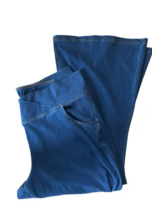 Halara Flex High Waisted Crossover Denim Stretch Pant Sz 3XP Flare Hem Comfort thumbnail 2