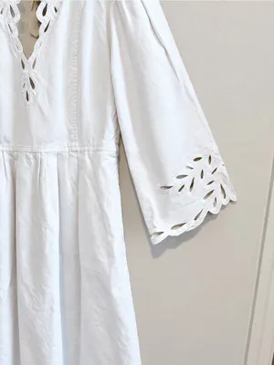 Magaschoni Embroidered Midi Dress in White Sz M thumbnail 6