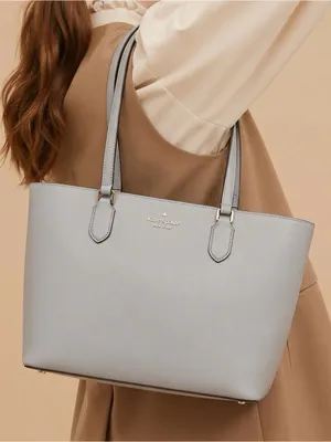 Kate Spade Light gray Saffiano Leather Tote shoulder bag purse thumbnail 1