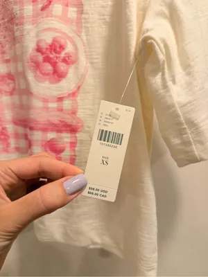 NWT Maeve Corey Cotton Boxy Short-Sleeve Tee with Pink Graphic Size XS thumbnail 3