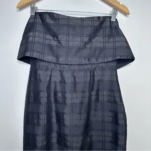 C/ MEO Collective Black Strapless Side Slit Plaid Refresh Cocktail Dress Size M thumbnail 10