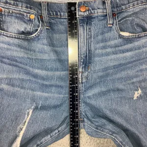 Madewell High Rise Slim Boyjean Women 32‎ Distressed Raw Hem Crop Medium Wash thumbnail 4