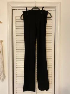 ZARA Black Ribbed Flared Leggings thumbnail 2