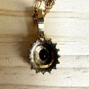 Gold Tone Red and Clear Rhinestones choker Pendant Necklace thumbnail 5