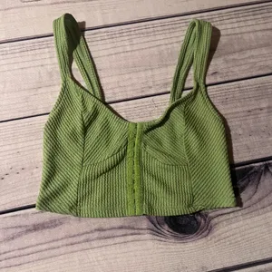 Urban Outfitters Estella Textured Green Crop Top thumbnail 5