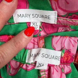 Mary Square XL Pajama Set Short Charlotte Satin Shorts Top Orchid Reverie Green thumbnail 10