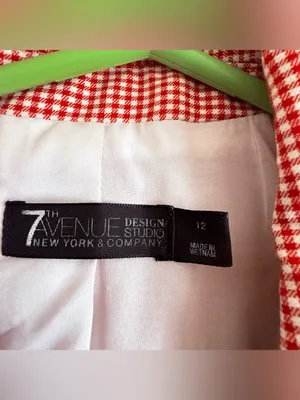7th Avenue New York & Company Gingham 2-Button Blazer Red White Size 12 Y2K thumbnail 4