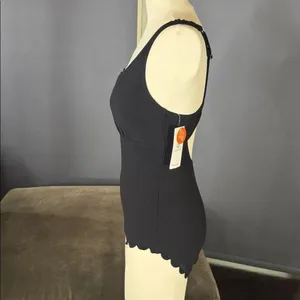 Charmo Women’s Black Scalloped Swimsuit One Piece Square Neck SPF50+ Size M NWT thumbnail 5