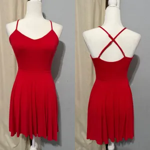 Forever 21 Red Skater Dress Small V-Neck Crisscross Back Mini Small Y2K Romantic thumbnail 2