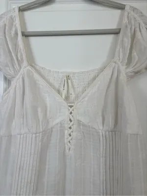 Anthropologie Cap-Sleeve Lace-Up Babydoll Dress Size XL thumbnail 5