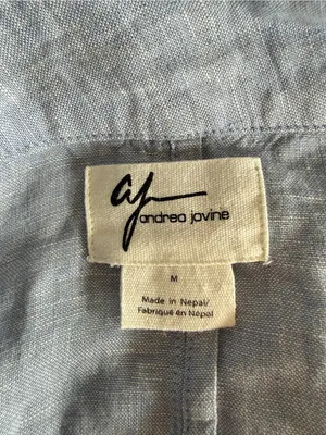 Andrea Jovine Women’s Blue Linen Kimono Cardigan Open Front Size Medium thumbnail 6