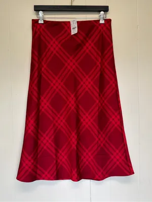 NWT J. CREW FACTORY Printed Bias Slip Skirt Autumn Crimson Candy Apple Medium thumbnail 3