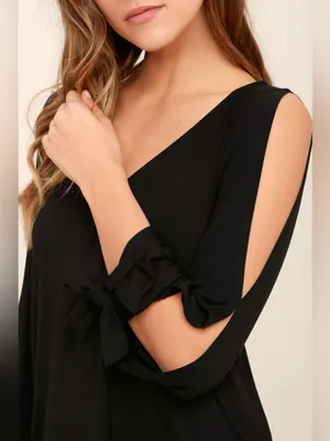 Lulus Glory of Love Black Shift Dress Size Medium NWT thumbnail 4