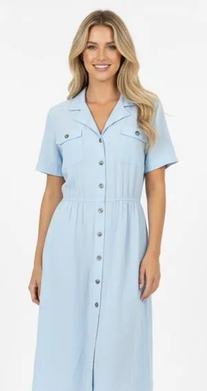 Leslie Fay vintage Blue Puff Sleeve dress size large thumbnail 1