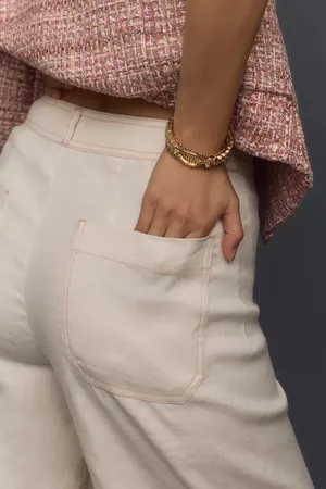 Anthropologie NWT White THE ETTIE HIGH-RISE CROP WIDE-LEG PANTS BY MAEVE: LINEN EDITION. Size 25 thumbnail 5