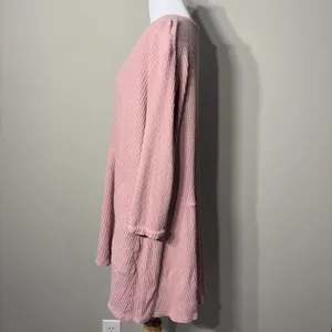 Free People Beach‎ Babydoll Tunic Top Small Pink Ribbed Oversized Flowy Boho S thumbnail 9