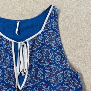 Free People Touch The Sky Printed Blue Tank Top Women's Small Sleeveless Flowy thumbnail 5
