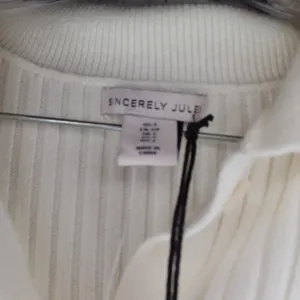 Sincerely Jules Off White Ribbed Knit Boho Cozy Chic Button Front Cardigan NWT thumbnail 3