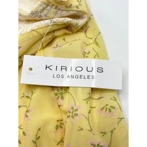 Kirious Los Angeles Yellow Floral Lace Trim Slip Dress Size‎ Large Side Slit NWT thumbnail 7