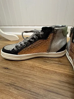 P448 Women's Skate High-Top Copper-Gold Sequin/Snakeskin Sneakers - Size - 39 thumbnail 5