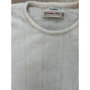 Abercrombie & Fitch Women's Ivory Ribbed Crewneck Sweater Size‎ M Wool Blend thumbnail 2