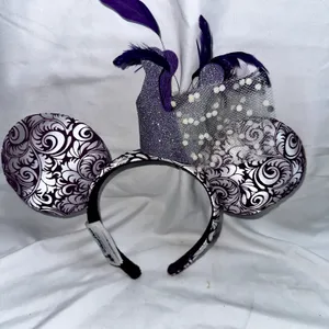Disney Parks Minnie Mouse Glitter Crown Feathers Jubilee Purple Ears thumbnail 4