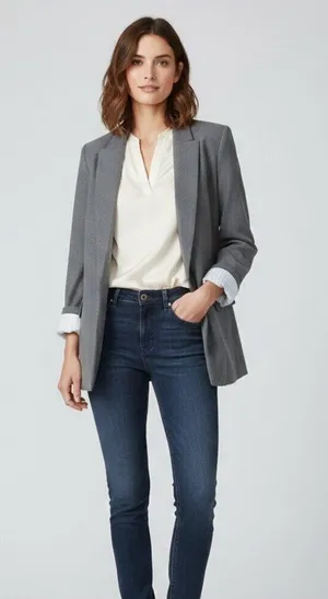 Bohme Be Cool Business Preppy Academia Collared Blazer Stripe Accents small thumbnail 1