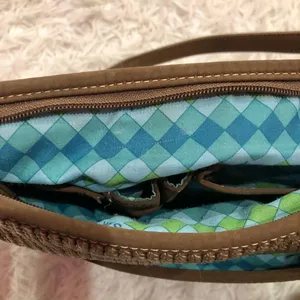 The Sak Woven Crochet Hobo Bag Tan Beige Plaid Lining thumbnail 8