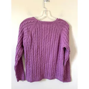 L.L. Bean Cable Crewneck Pullover Sweater Purple Lilac Size Medium thumbnail 2