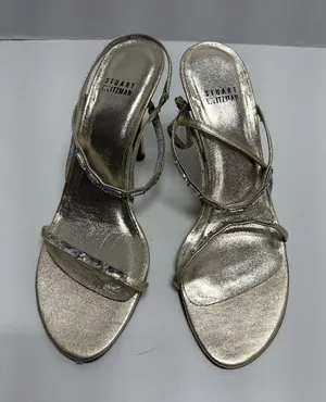Stuart Weitzman Metallic Gold Leather‎ Strappy Sandals - Size 8. thumbnail 1