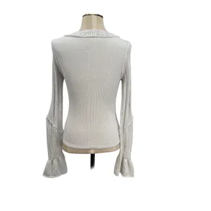 Free People Cuffing Season Top‎ Round-Neck Long-Sleeve Top White Size Medium thumbnail 9