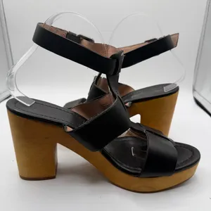 Madewell Irving Black Leather T Strap Platform Clog Heels Women’s 9.5 F0089 thumbnail 5