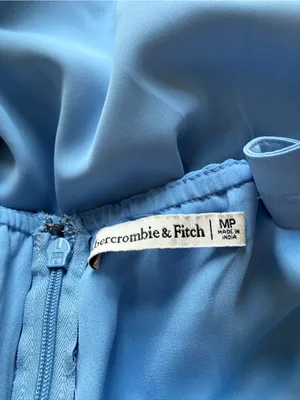 Abercrombie & Fitch Cinched Neck Slip Midi Dress Blue Medium Petite thumbnail 7