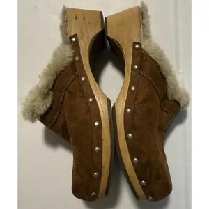 Vintage Y2K‎ No Boundaries Sueded Mule Boho Wooden Clogs 8.5 thumbnail 3