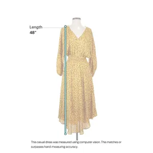 Anthropologie Yellow Floral Springtime Boho Party V-neck long Dress Size S thumbnail 7