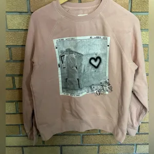 ZADIG & VOLTAIRE Upper Photoprint Graphic Heart Blush Pink Sweatshirt Size XS thumbnail 3