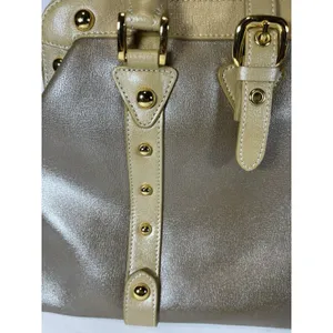 FZNzi Vintage Metallic Gold Satchel Handbag Studded Doctor Bag Top Handle Purse thumbnail 3