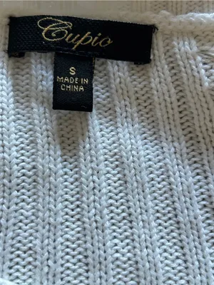 Cupio Cream Cable-Stitch cotton mix Crewneck Sweater Tunic Sz S thumbnail 2