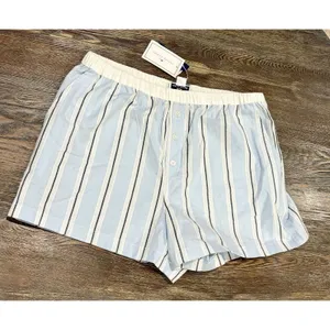 PETITE PLUME Women's Twill Sleep Shorts in Blue “Coastal Stripe” - Large - NWT thumbnail 11