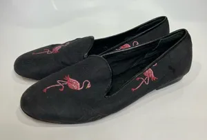Zalo Anthropologie black pink flamingo flats women’s size 9 artistic indie‎ thumbnail 1